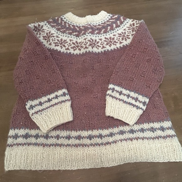 Sweaters - Hilda LTD Woman's VTG Knitted 100% Wool Sweater Multi Color Long Sleeve Large L